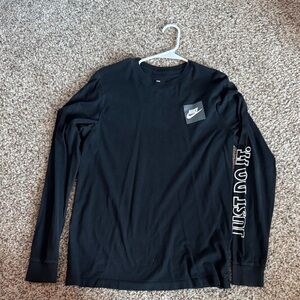 Nike Men's Black Long Sleeve Tee with Logo